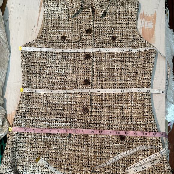 Theory Mixed Tweed Military Mini Dress Size 6 Wheat Multi - Picture 8 of 13